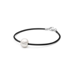 Bratara piele cu perla naturala alba si argint DiAmanti 234-120B-G (Argint 925‰ 0,6 g.)
